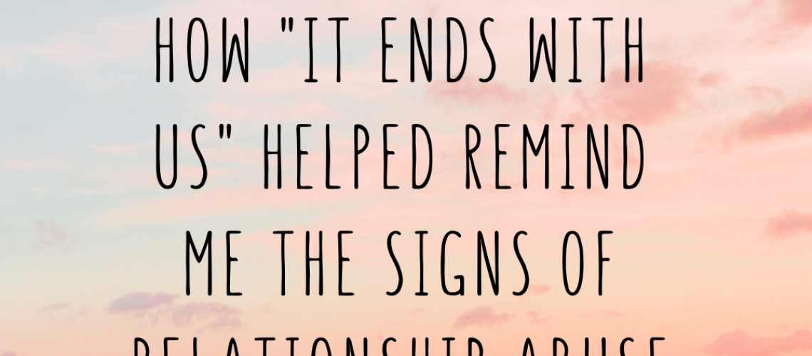 Text on an image with a pastel-colored sky and sea background reads: "How 'It Ends With Us' helped me recognize the signs of emotional abuse in relationships.